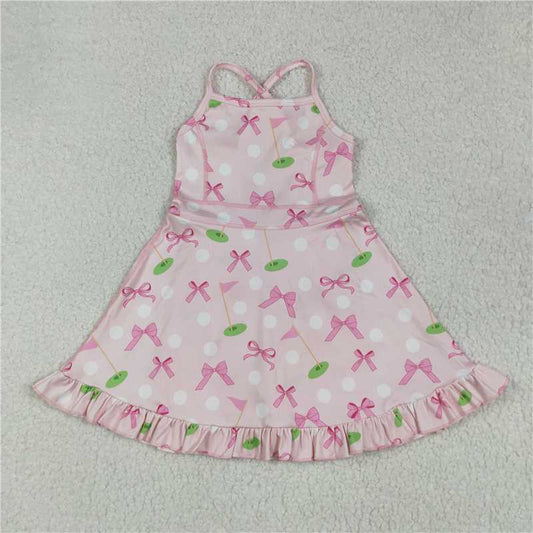 6.12 GSD2568 Golf flag pink bow pattern yoga sleeveless dress