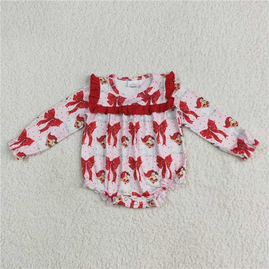 6.23  LR2210 Santa Claus red bow pattern lace long sleeve jumpsuit