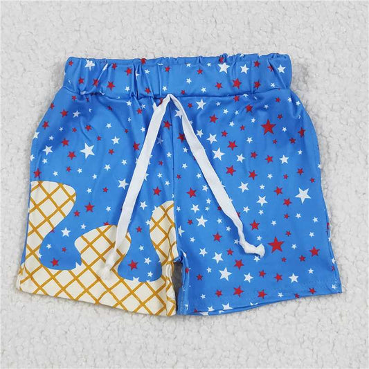 6.14  SS0611 National Day Waffle Star Blue Pocket Shorts
