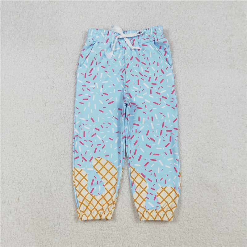 X109 P0814 Waffle Ice Cream Blue Lace-Up Yoga Pants