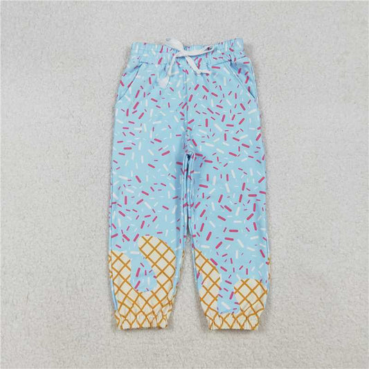 X109 P0814 Waffle Ice Cream Blue Lace-Up Yoga Pants