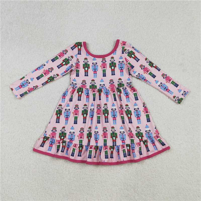 X915  GLD1280 Christmas Nutcracker Pink Long-Sleeved Dress