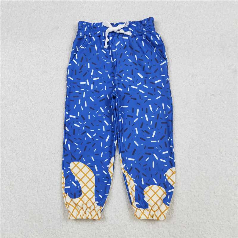 X109  P0818 Waffle Ice Cream Royal Blue Lace-Up Yoga Pants