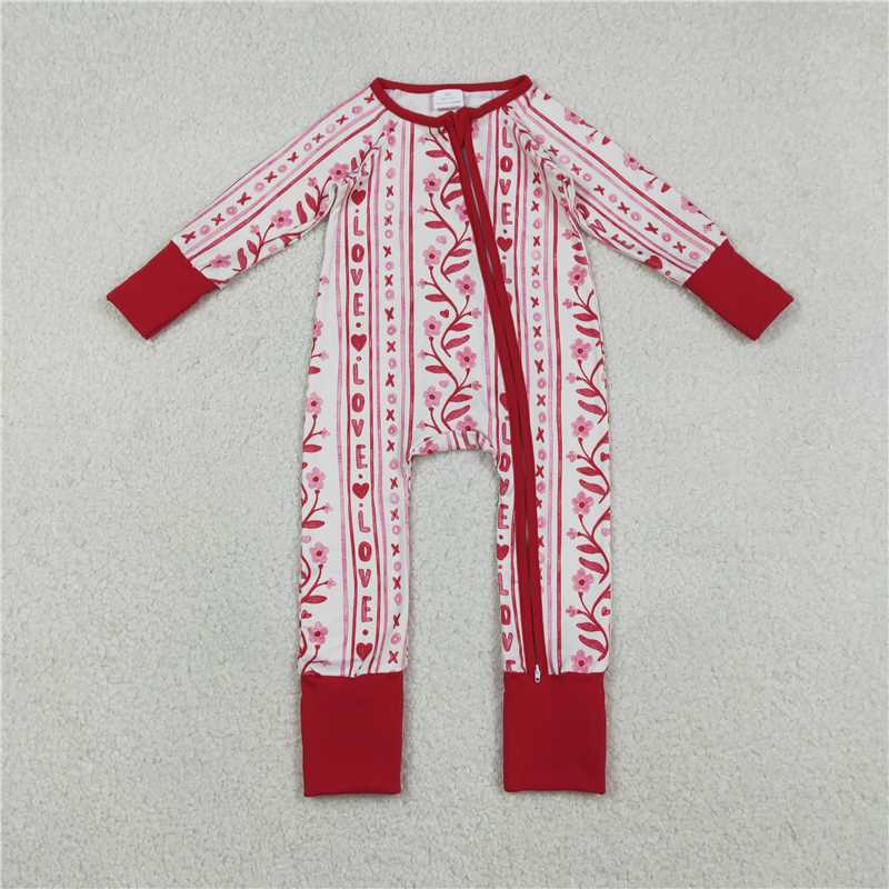 X12.27  LR2884 love xoxo floral pink striped zip-up long-sleeved jumpsuit