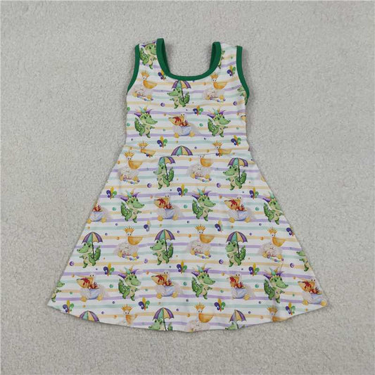 X12.23  GSD2950 Carnival Crocodile Colorful Striped Yoga Sleeveless Dress