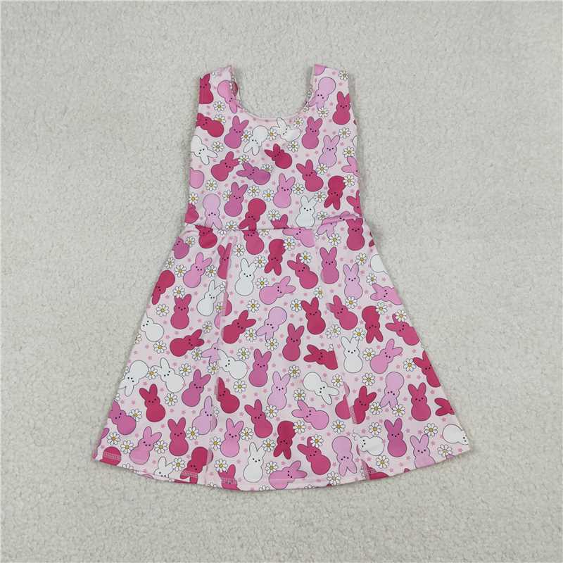X12.23  GSD3053 Easter Flower Star Rose Red Bunny Yoga Sleeveless Dress