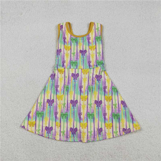 X12.23  GSD2948 Carnival-themed Colorful Bow Pattern Striped Yoga Sleeveless Dress