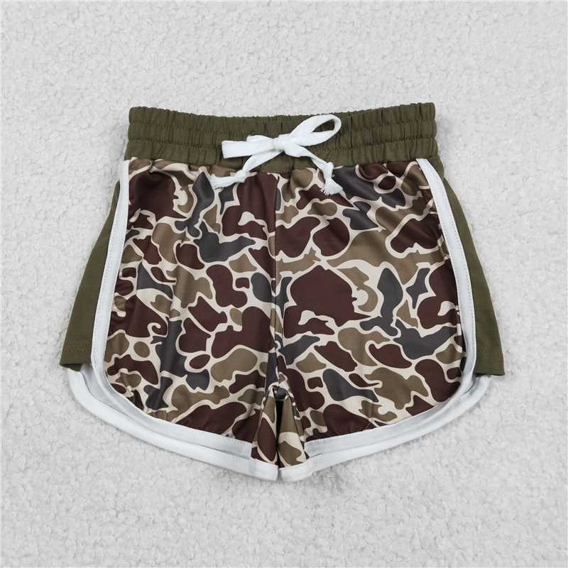 X1.5 SS0745 Brown-green camouflage lace-up shorts