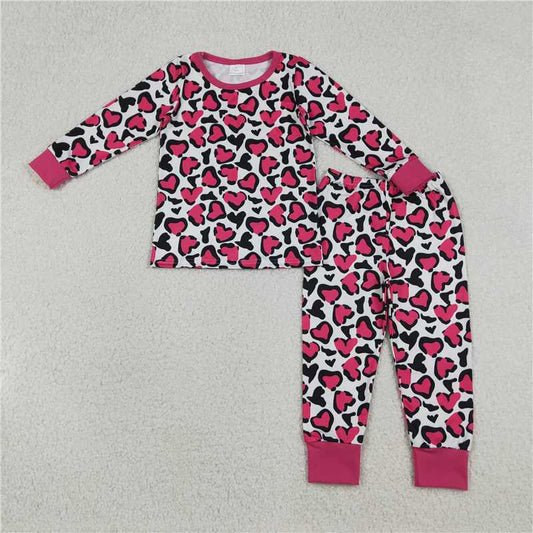 X12.25 GLP2825 Valentine's Day Heart-Shaped Rose Red Long-Sleeved Pajama Set