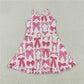 6.12 GSD2564 White yoga sleeveless dress with pink bow pattern