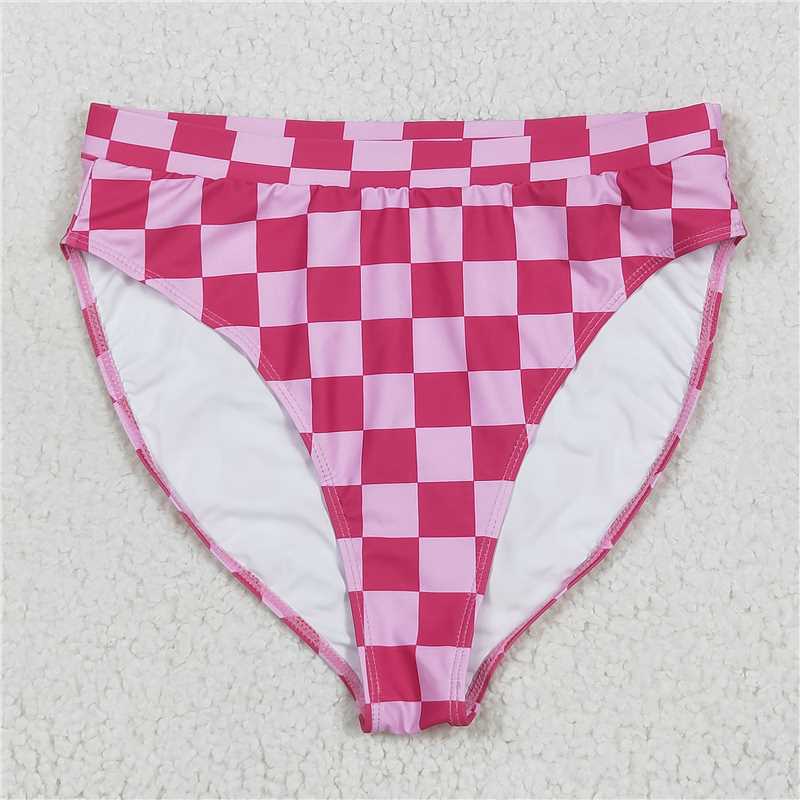 6.11  S0561 Adult female rose red plaid swimsuit briefs
