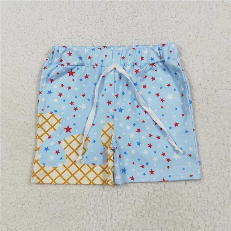 6.14 SS0610 National Day Waffle Star Light Blue Pocket Shorts