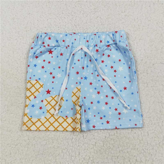 6.14 SS0610 National Day Waffle Star Light Blue Pocket Shorts