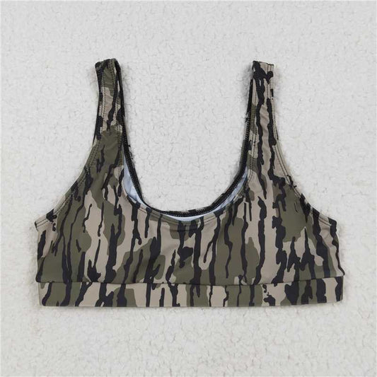 6.25 S0563 Adult female military green camouflage swimsuit vest