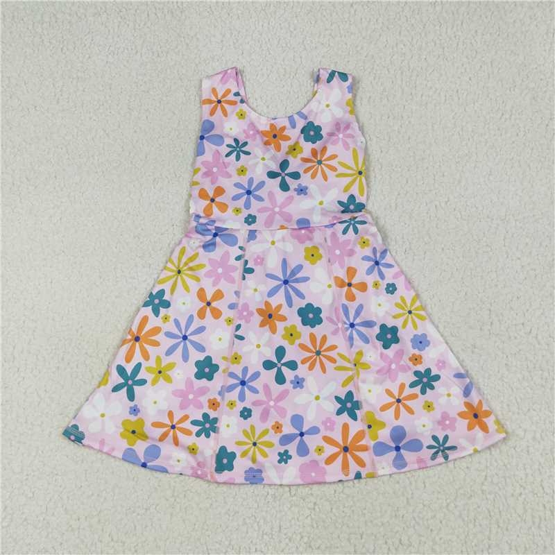 6.26 GSD2113 Colorful flower pink yoga sleeveless dress