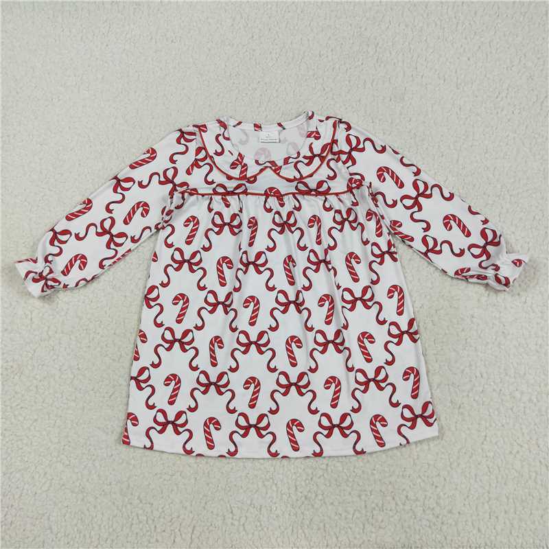 7.24  GLD1130 Crutch red bow pattern baby collar long sleeve dress