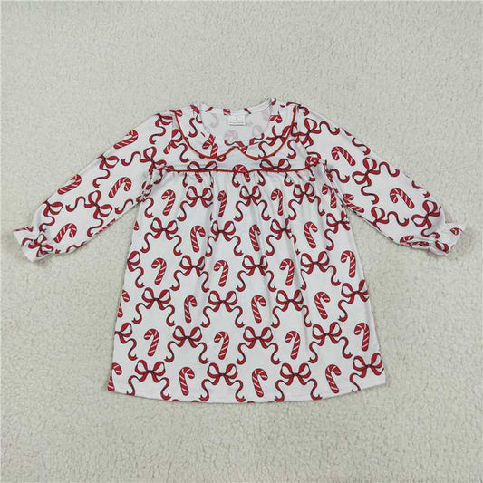 7.24  GLD1130 Crutch red bow pattern baby collar long sleeve dress