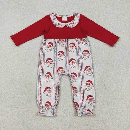 8.7 LR2331 Red long-sleeved bodysuit with Santa Claus stripes and a doll collar
