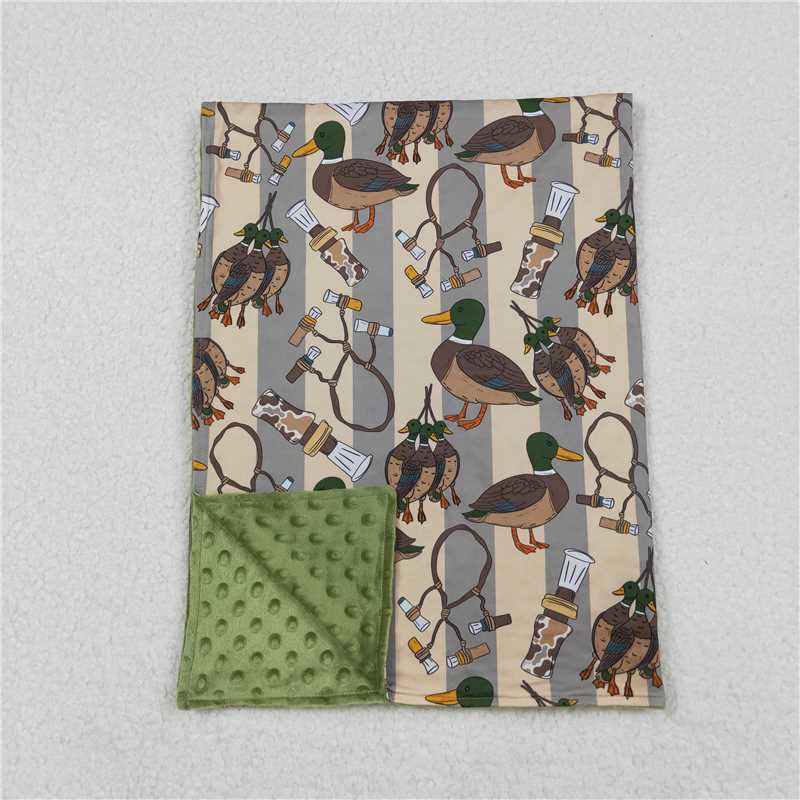 X109 BL0211 Duck Striped Green Baby Blanket