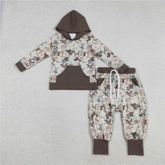 X1.6  BLP1403 Duck & Deer Hunting Camouflage Pocket Hooded Long-Sleeved Pants Suit