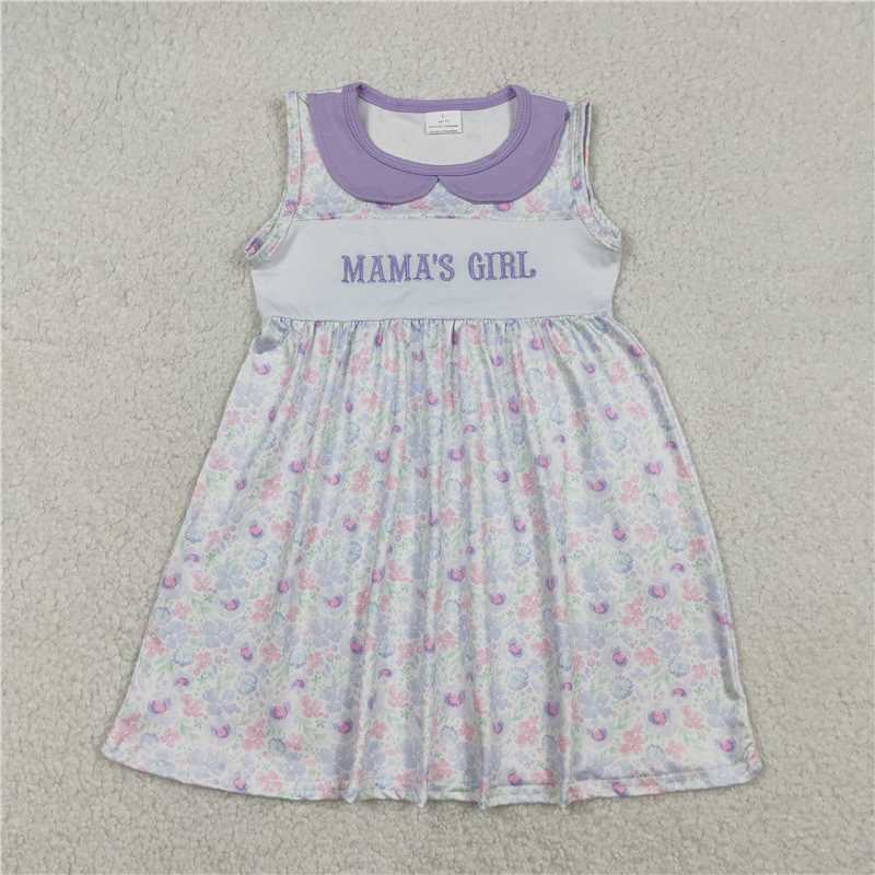X1.8 GSD3152 Embroidered Mama's Girl Floral Purple Collar Sleeveless Dress