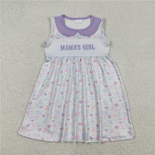 X1.8 GSD3152 Embroidered Mama's Girl Floral Purple Collar Sleeveless Dress
