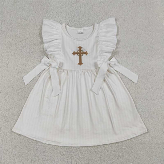 X1.7  GSD2904 Embroidered Cross Bow Lace Sleeveless Dress
