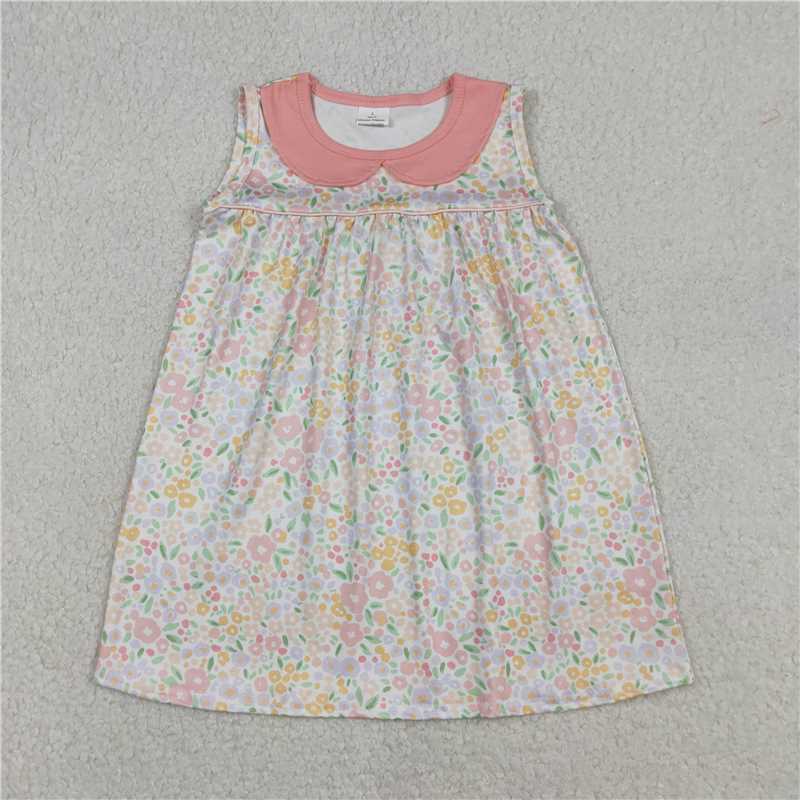 X1.8 GSD3226 Floral Print Sleeveless Dress with Peter Pan Collar