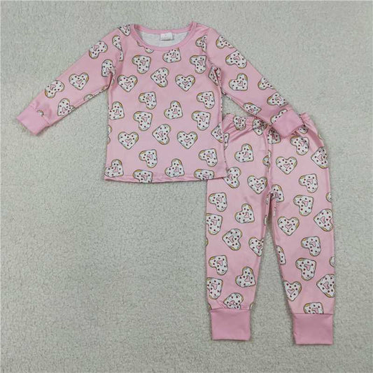 X1.19  GLP3245 Pink Heart-Shaped Donut Pajama Set (Long-Sleeved and Pants)