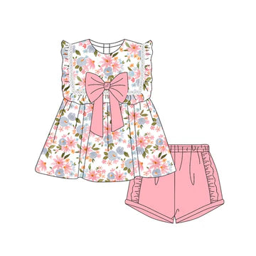 5.8 Blue Flower Pink Bow Set