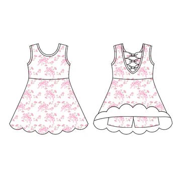 5.24 Pink floral knee-length dress