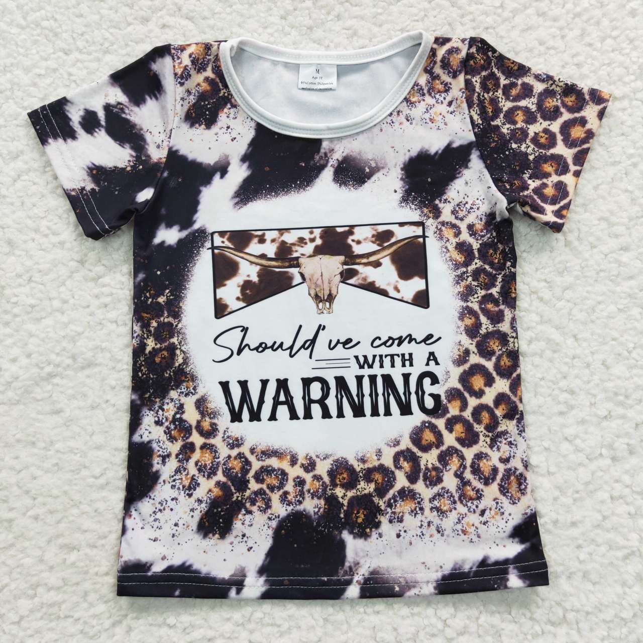 warning girl t-shirt short sleeve top