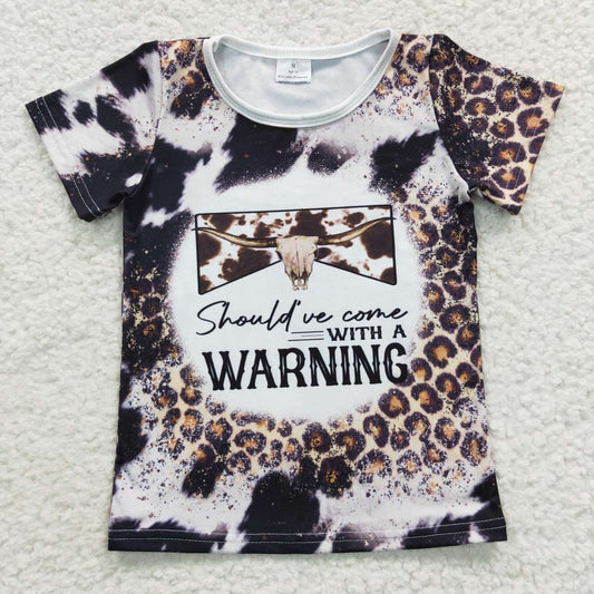 warning girl t-shirt short sleeve top