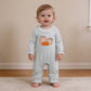 NEW RTS NO MOQ milk silk LR3137 Embroidery Flower Pumpkins Baby Girls Green Stripe Fall Pant Rompers