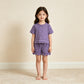 NEW RTS NO MOQ milk silk GSSO3841 Baby Girls Purple Checked Top Pockets Short Scallop Clothes Set