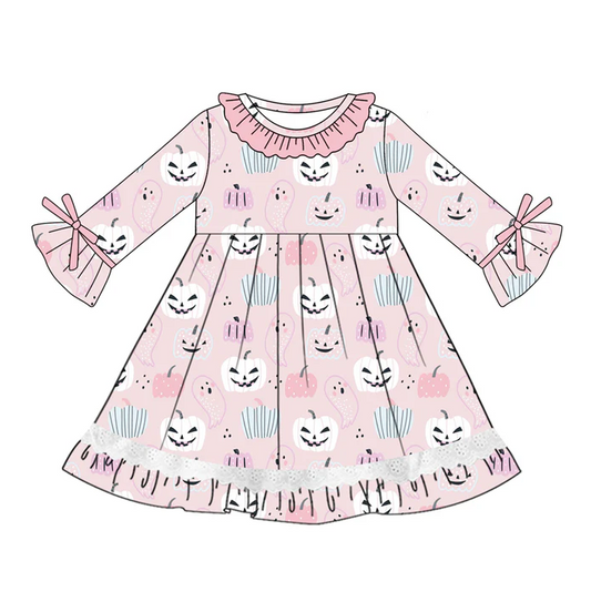 5.20 Halloween pink long-sleeved dress