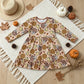 NEW RTS NO MOQ milk silk GLD1691 Baby Girls Pumpkins Turkey Thanksgivings Ruffle Knee Length Dress
