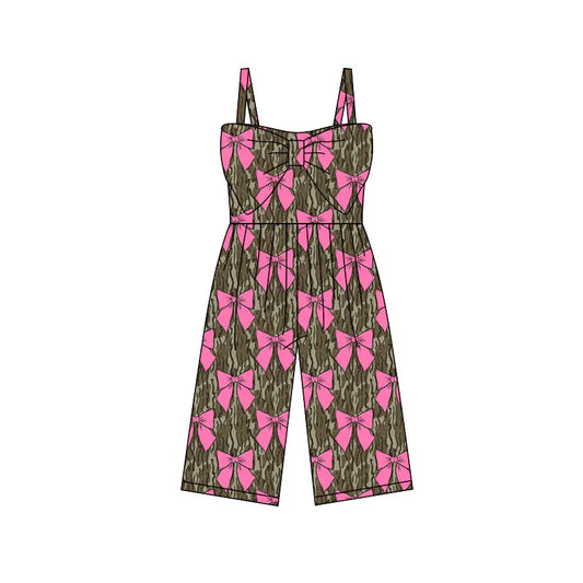 X11.25Preorder (moq 5)Baby Girls Southern Olive Camo Bows Easter Pants Jumpsuits