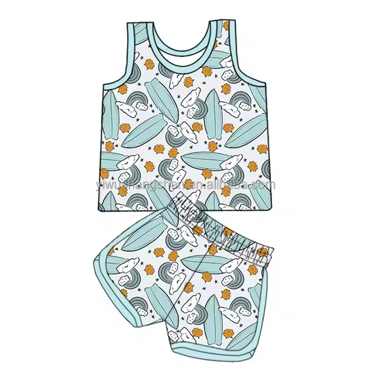5.13 Boys Sleeveless Cartoon Short Sleeve Suit