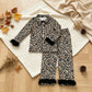NEW RTS NO MOQ milk silk GLP3639 Adult Women Leopard Bats Button Top Pant Fur Sleeves Halloween Pajamas Set