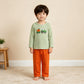 NEW RTS NO MOQ milk silk BLP1441 Embroidery Baby Boys Green Stripe Pumpkin Truck Embroidery Top Pant Fall Holiday Sets