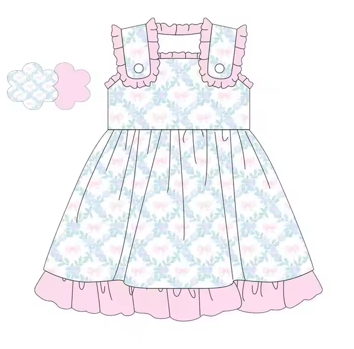 5.16 Pink Bow Flying Sleeve Dress