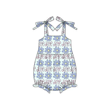 5.22 Blue flower bow suspender toddler clothes