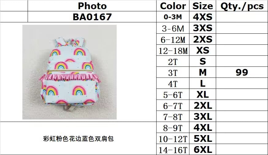 BA0167 Rainbow pink lace blue backpack