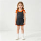 NEW RTS NO MOQ cotton GSSO3822 Baby Girls Black Orange Bows Sleeveless Top Short Clothes Sets