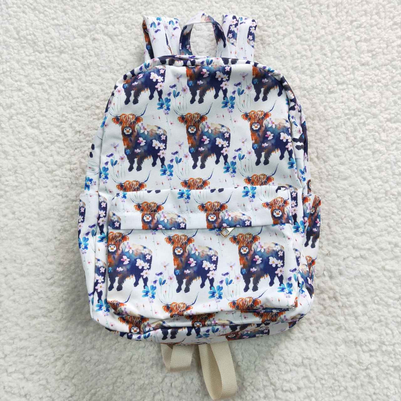 kids bags highland cow flower backpack