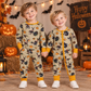 RTS NO MOQ Sibling milk silk Baby Boys Turkey Deer Duck Pumpkin Thanksgiving Hunting Print Long Sleeve Pajamas Set Romper Blankets