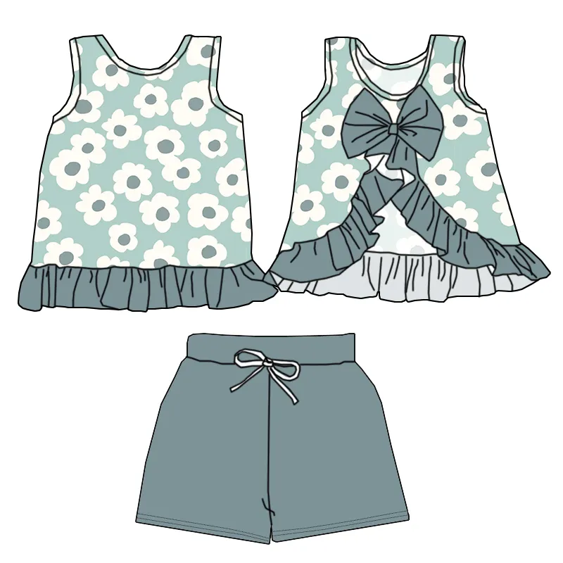 5.15 Flower Green Bow Set