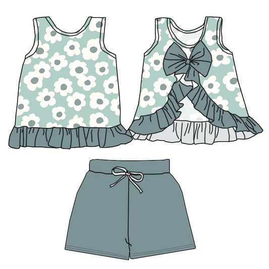 5.15 Flower Green Bow Set
