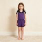 NEW RTS NO MOQ cotton GSSO3815 Baby Girls Purple Black Bows Sleeveless Top Short Sets